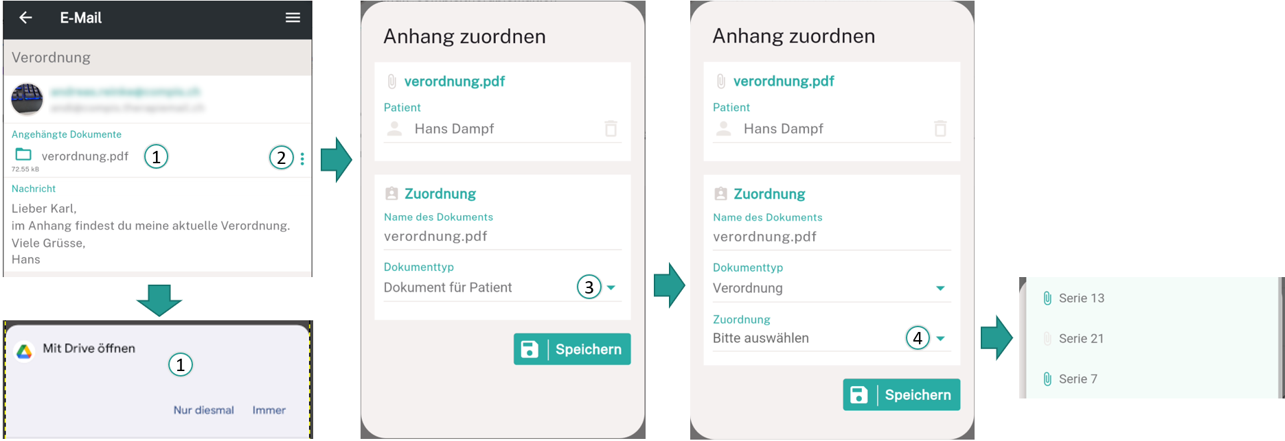 Anh&auml;nge &ouml;ffnen oder zuordnen