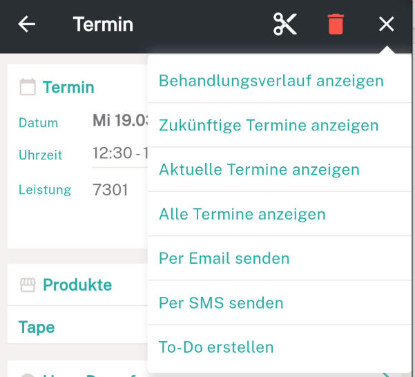 Aktionen im Termin