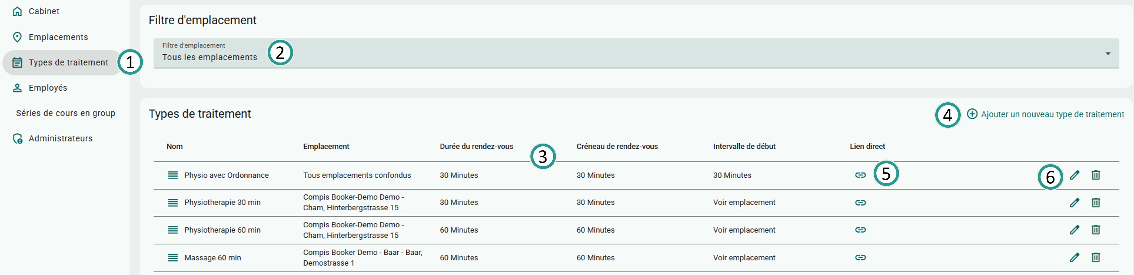 Gestion des types de traitements