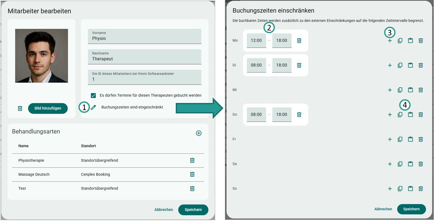 Buchungszeiten einschr&auml;nken