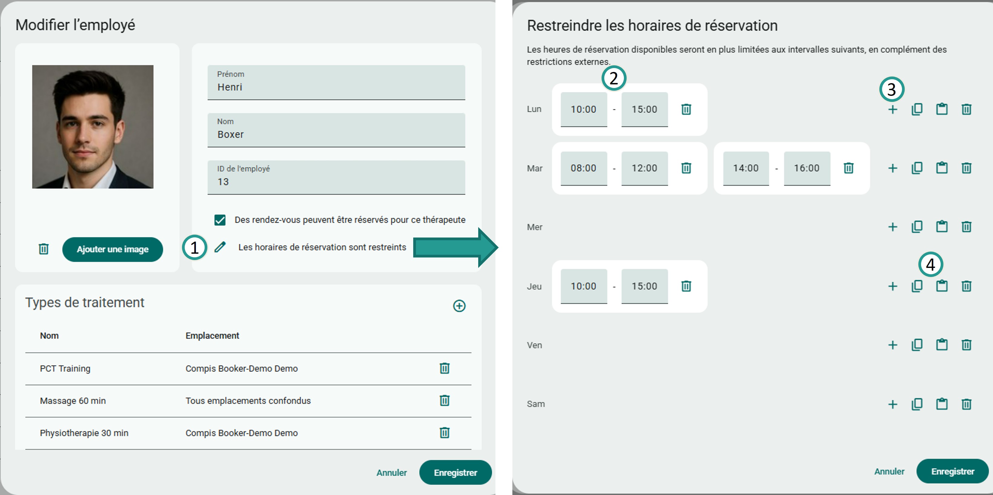 Restreindre les horaires de r&eacute;servation
