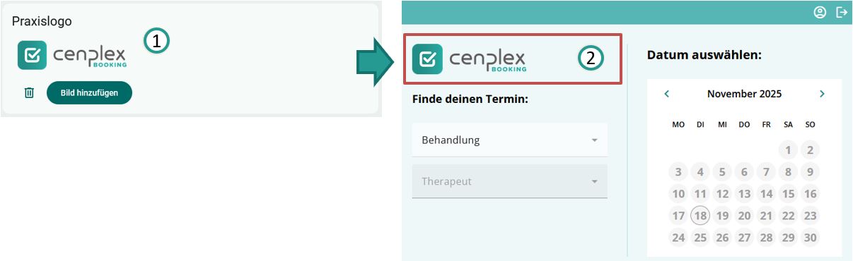 Praxislogo hinterlegen