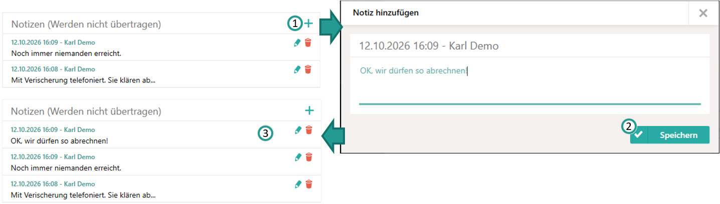 Interne Notizen pflegen