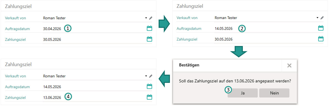 Auftragsdatum ändern