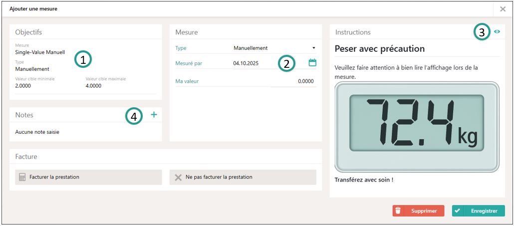 Mesure valeur unique