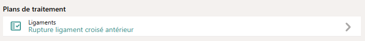 Plans de traitment dans le profile du patient