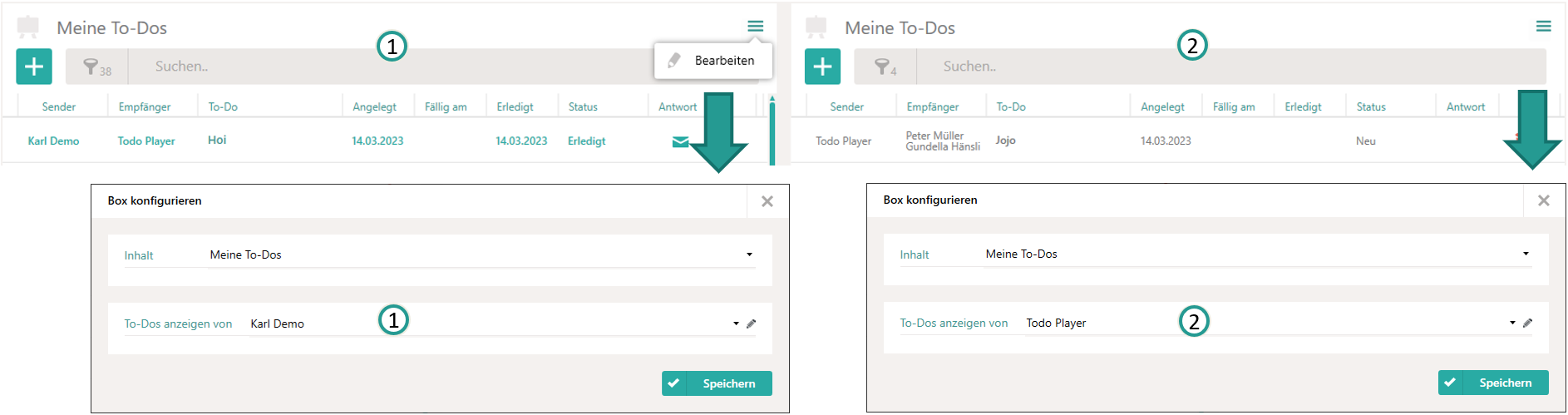 Mehrere To-Do-Boxen