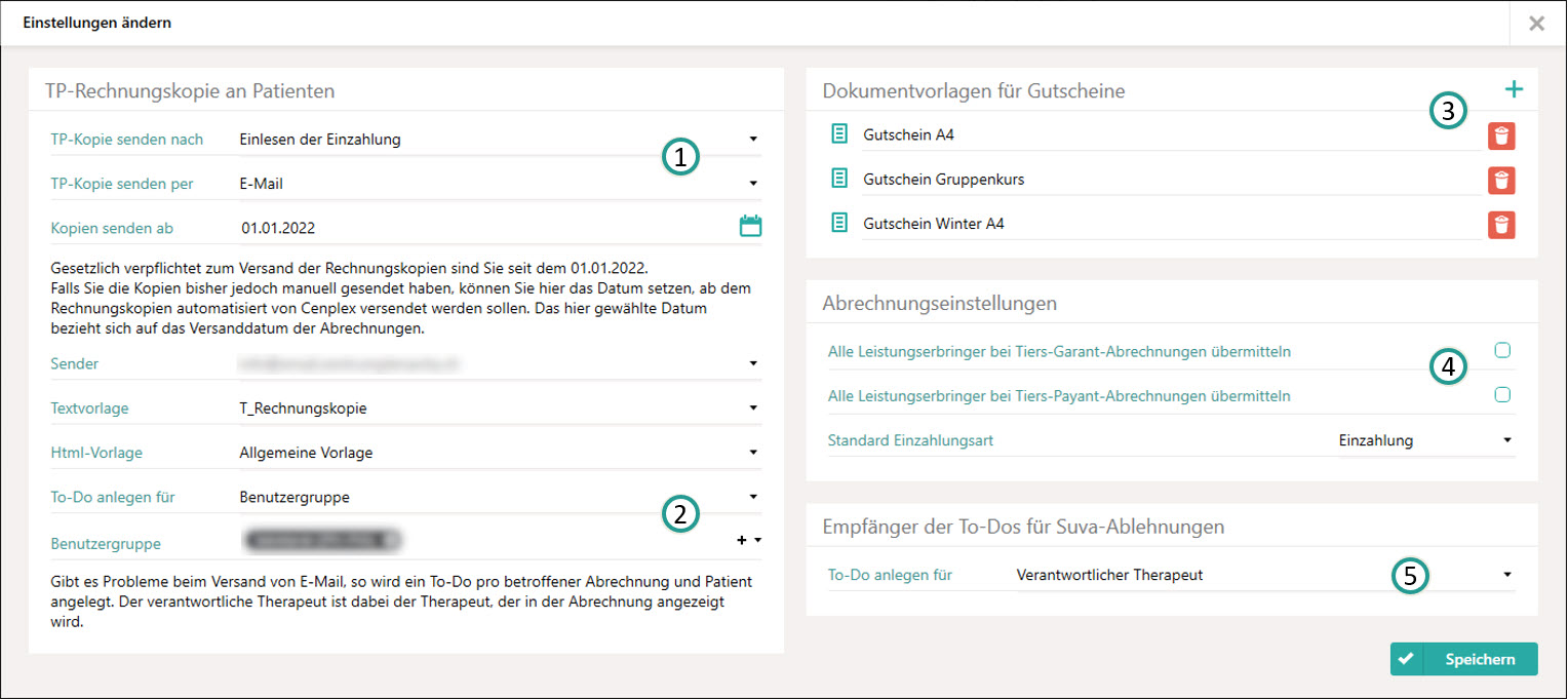 Abrechnungseinstellungen