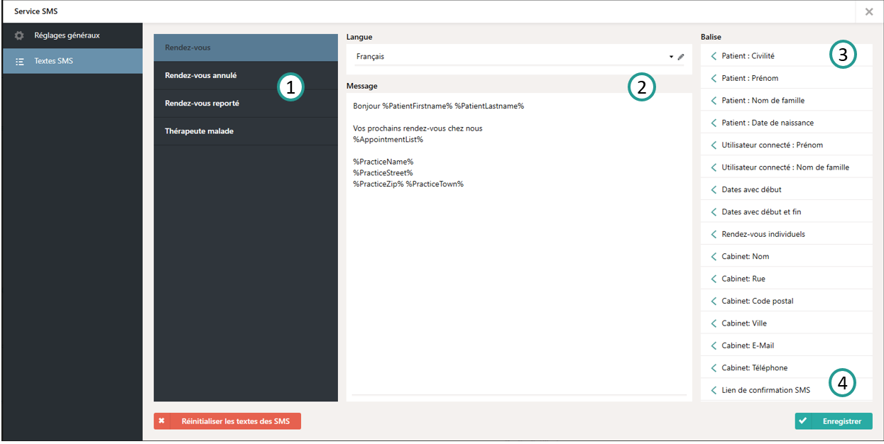 Changer les modèles de texte