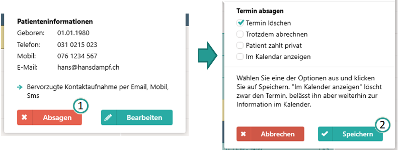 Termin absagen