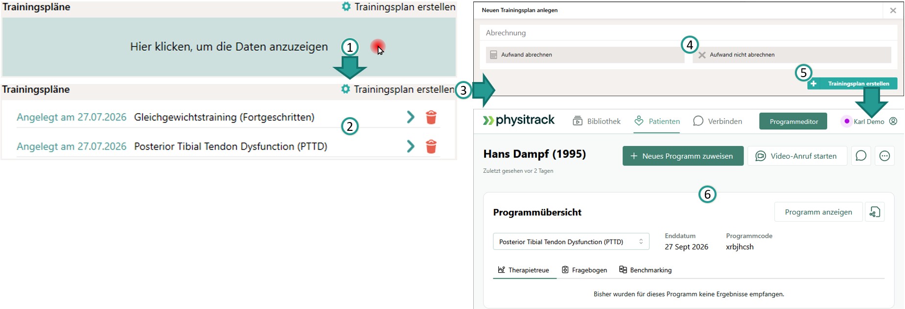 Physitrack-Trainingspläne verwalten Physitrack-Trainingspläne verwalten