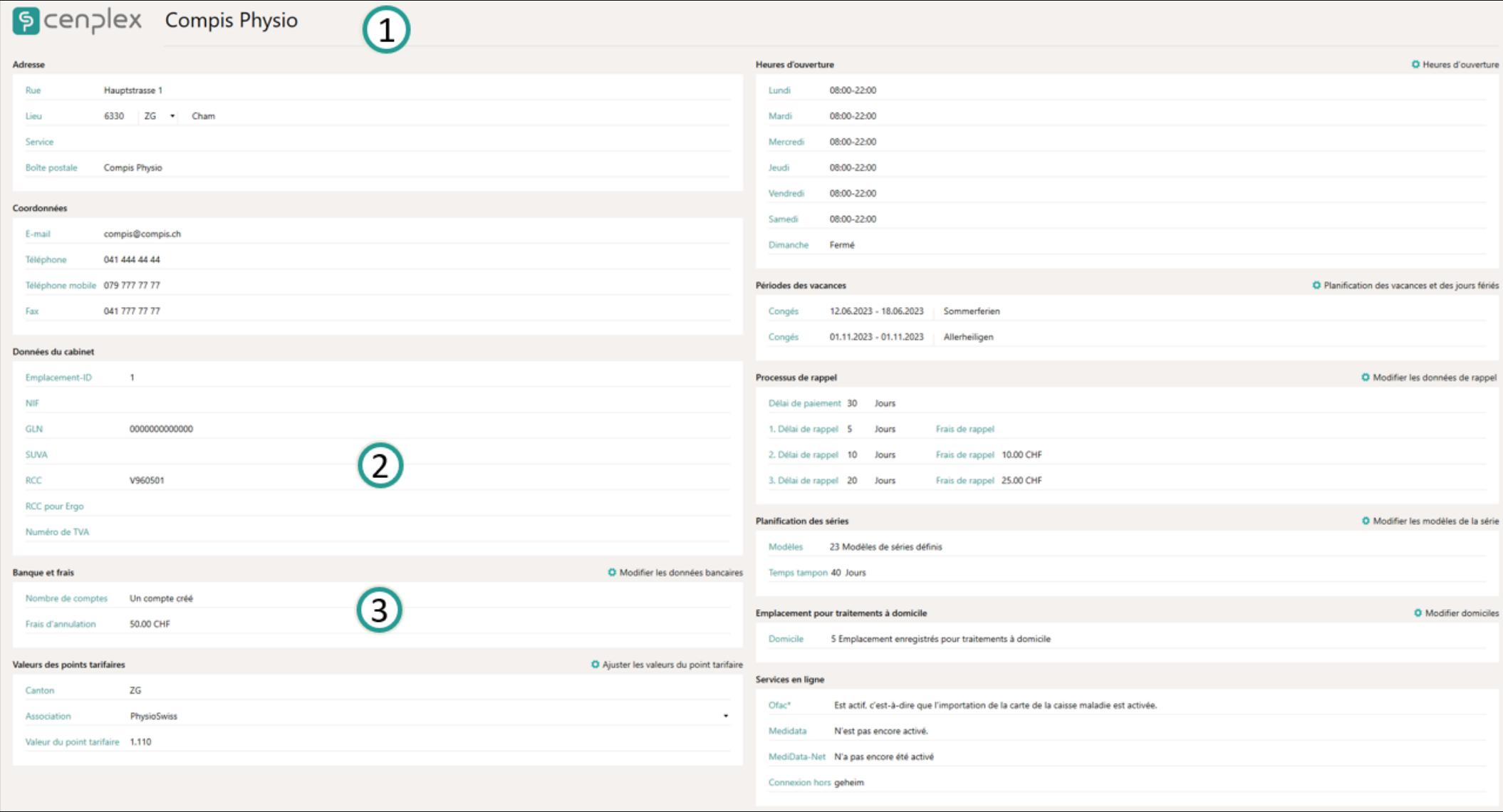 Masque de saisie du cabinet