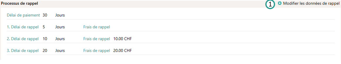 Exemple pour frais de rappel