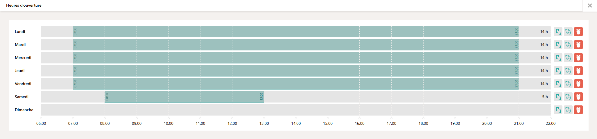 Modifier les heures d'ouverture