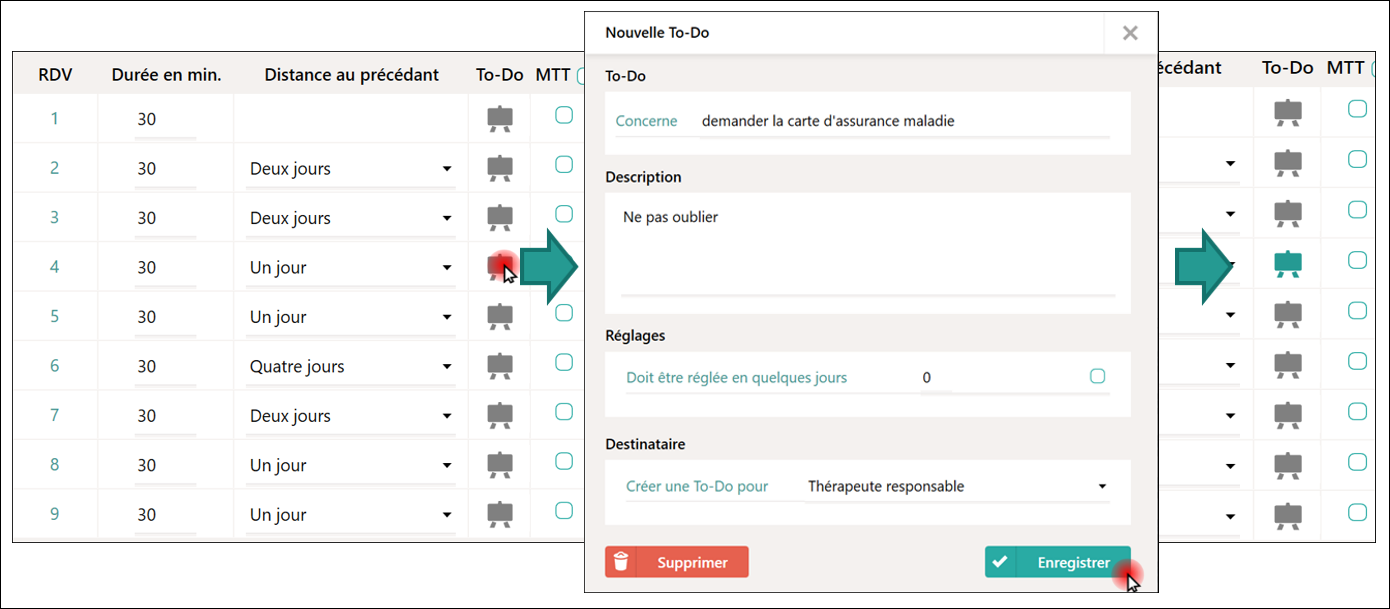 Affichage pour la To-Do enregistr&eacute;e