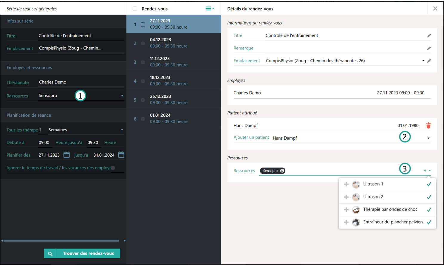 S&eacute;rie pour rendez-vous g&eacute;n&eacute;raux