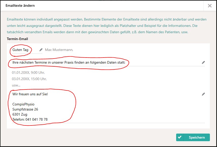 Emailtexte bearbeiten