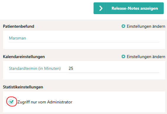 Statistikeinstellungen