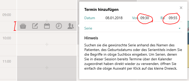 Neue Termindauer