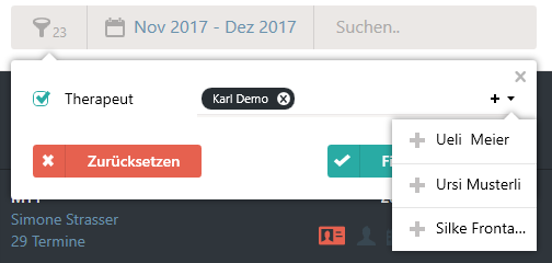 Filtern nach Therapeut