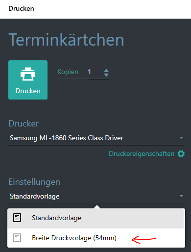 Druckvorlage &auml;ndern