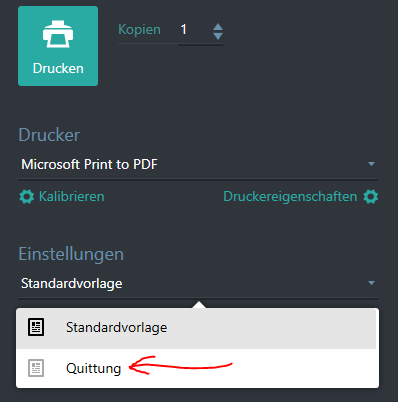 Quittung drucken