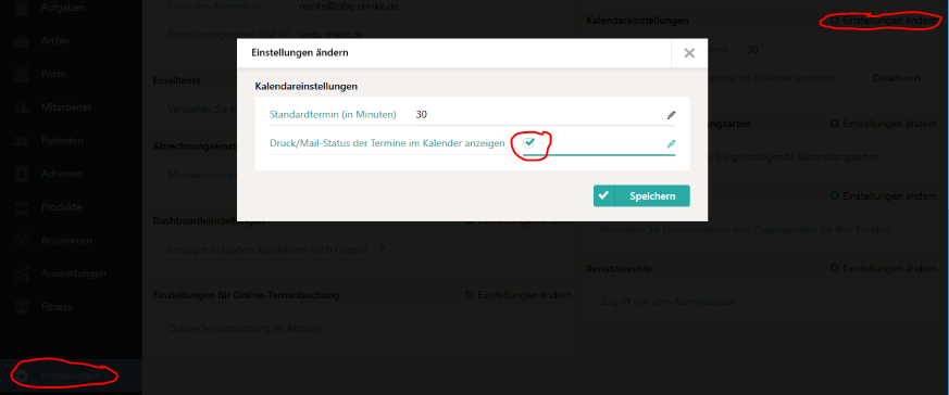 Kalendereinstellungen