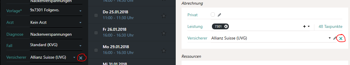 Kostentr&auml;ger entfernen
