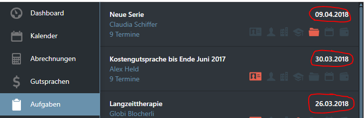 T&acirc;ches avec date de cr&eacute;ation