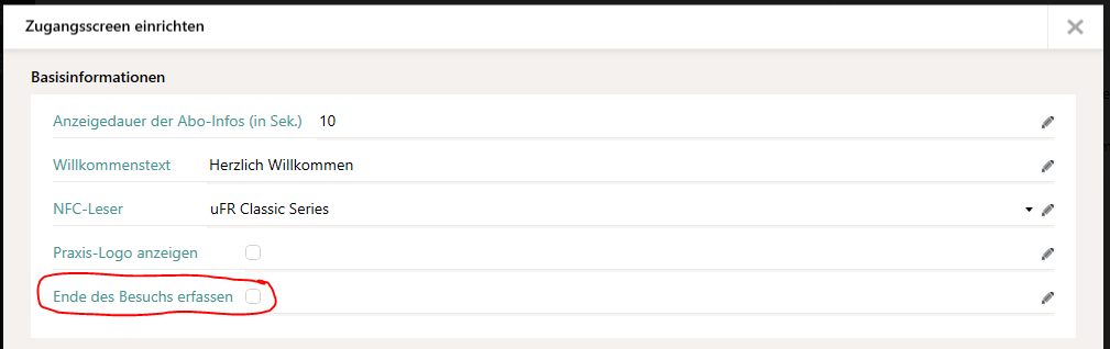 Erfassen des Besuchsendes aktivieren