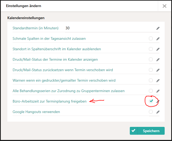 Kalendereinstellungen