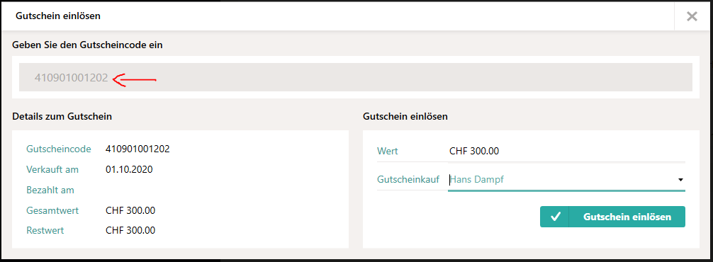 Gutschein einlösen