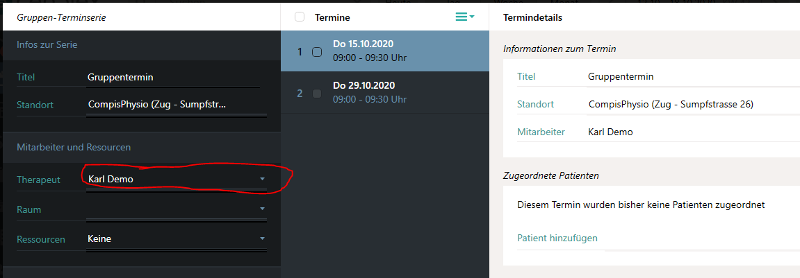 Bestehende Gruppentermin-Serie erweitern