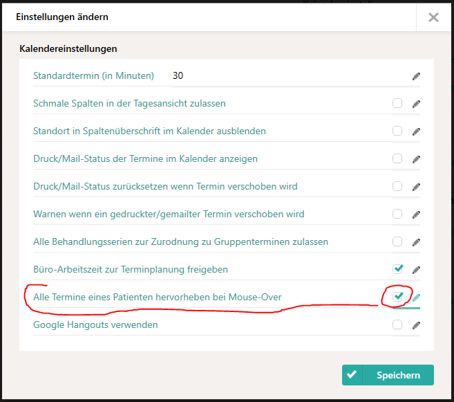 Maus-Hover-Einstellung