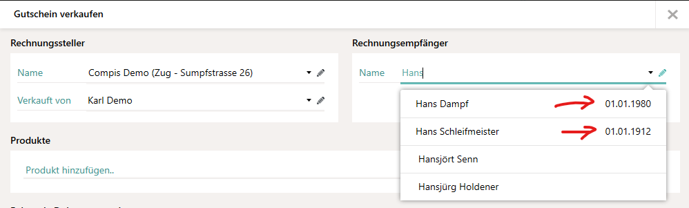 Geburtsdatum in Suche