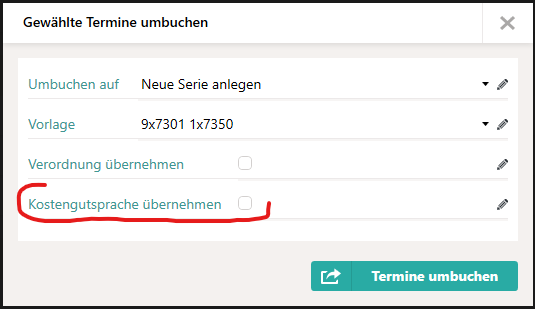 Dokumente &uuml;bernehmen f&uuml;r Folgeserie