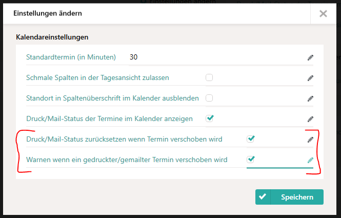 Einstellungen f&uuml;r den Kalender