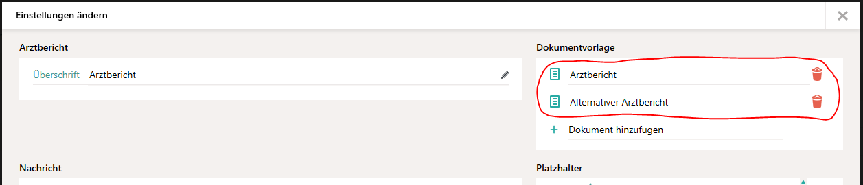 Vorlagen f&uuml;r Arztbericht