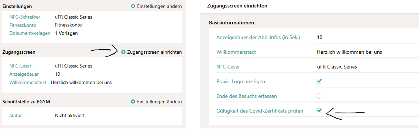 Änderung beim Zugangsscreen
