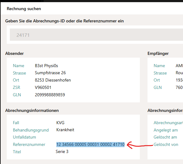 Referenznummer markieren