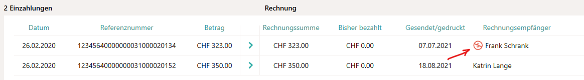 Einzahlung für Inkassofall