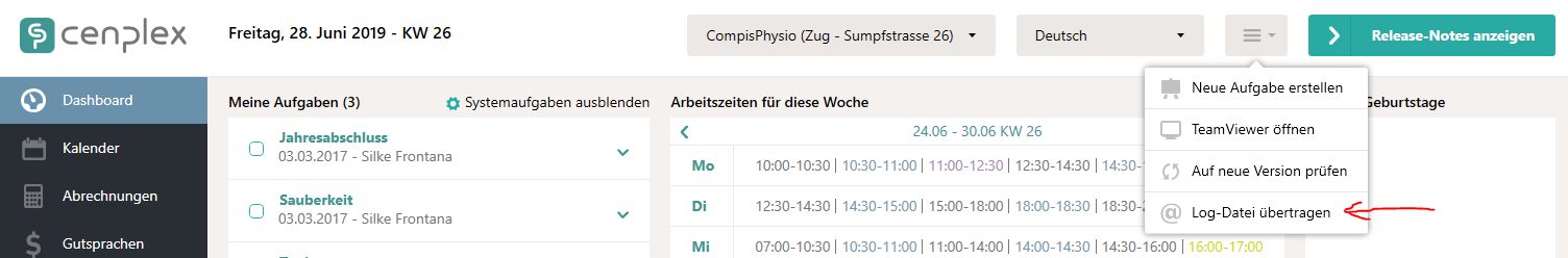 Log-Daten senden