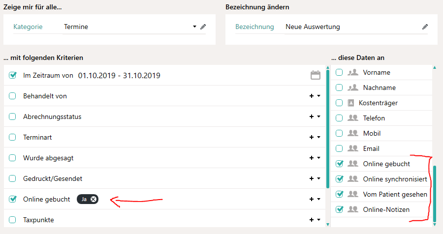 Auswertung f&uuml;r Termine
