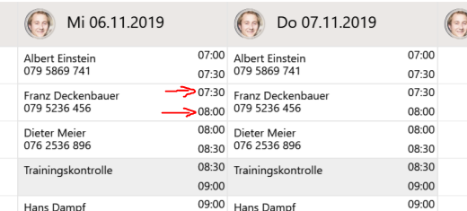 Ausdruck der Wochenansicht