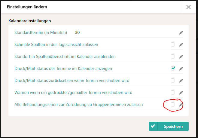 Einstellungen f&uuml;r Gruppentermine
