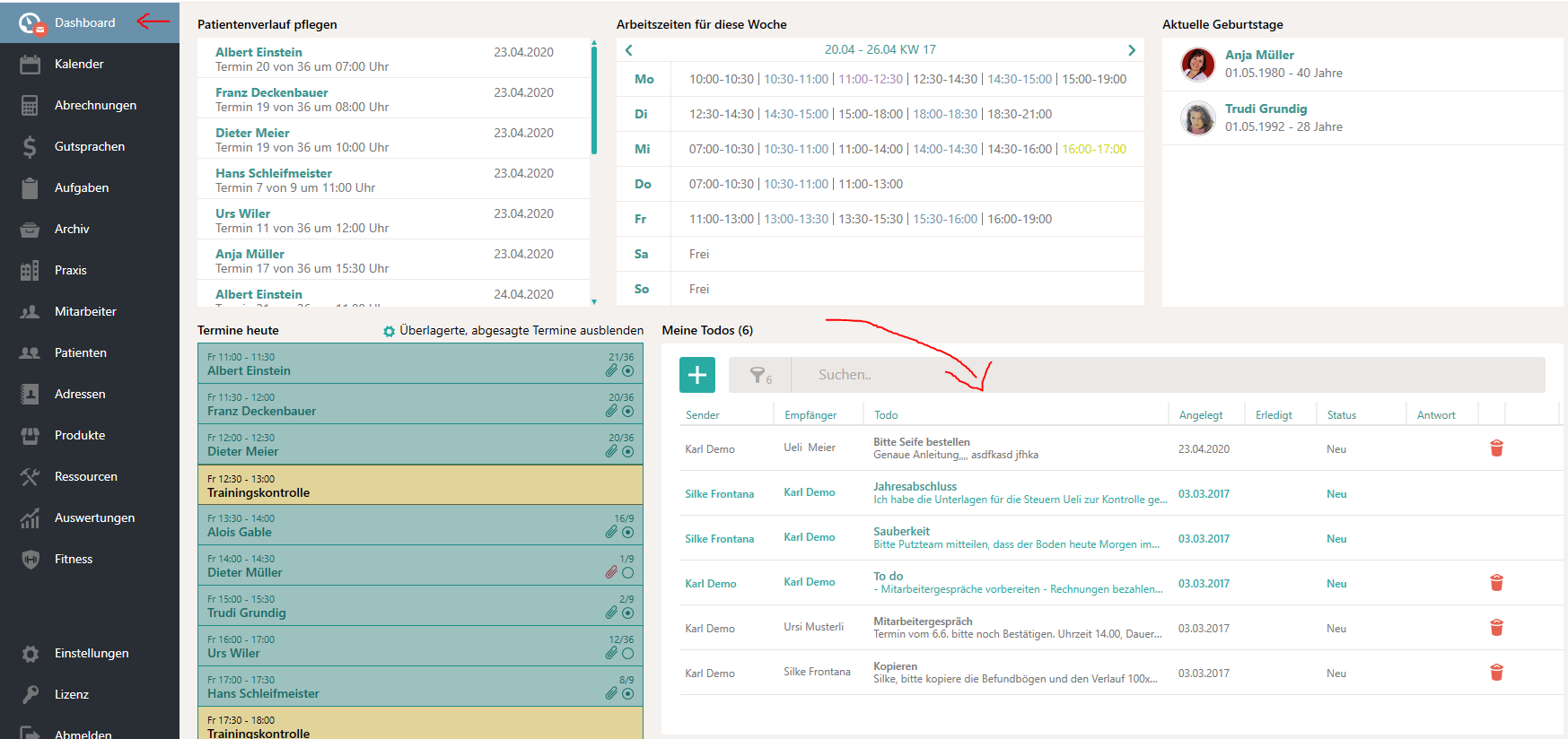 Neue Dashboard-Ansicht