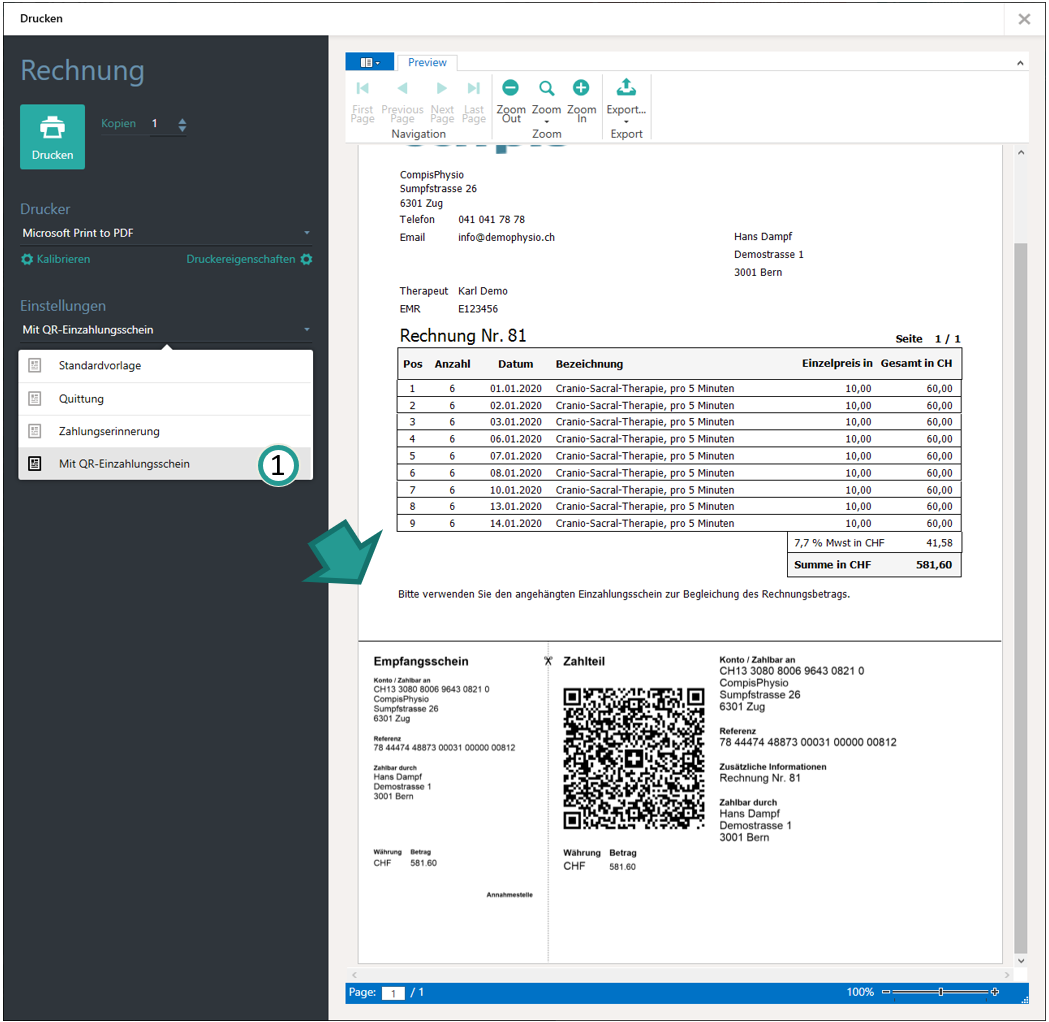 Abrechnung mit QR-Einzahlungsschein