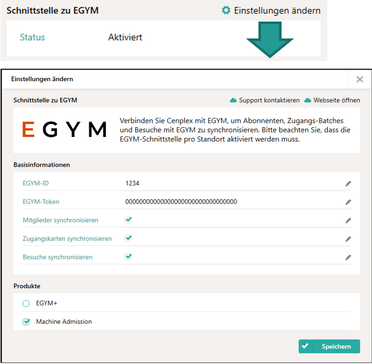 EGYM Produkte synchronisieren