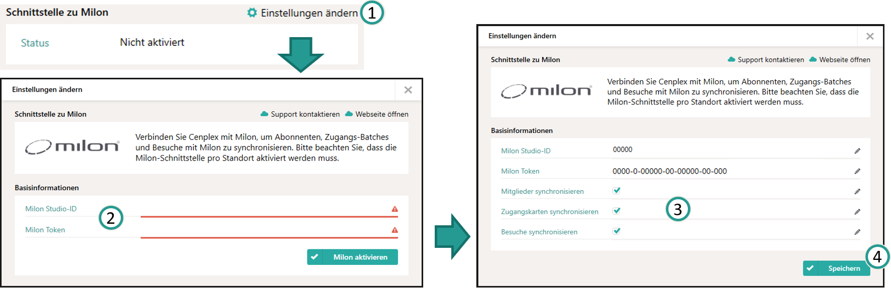 Die Milon-Schnittstelle aktivieren
