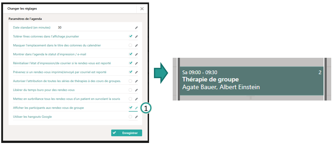 Teilnehmerliste in Gruppenterminen